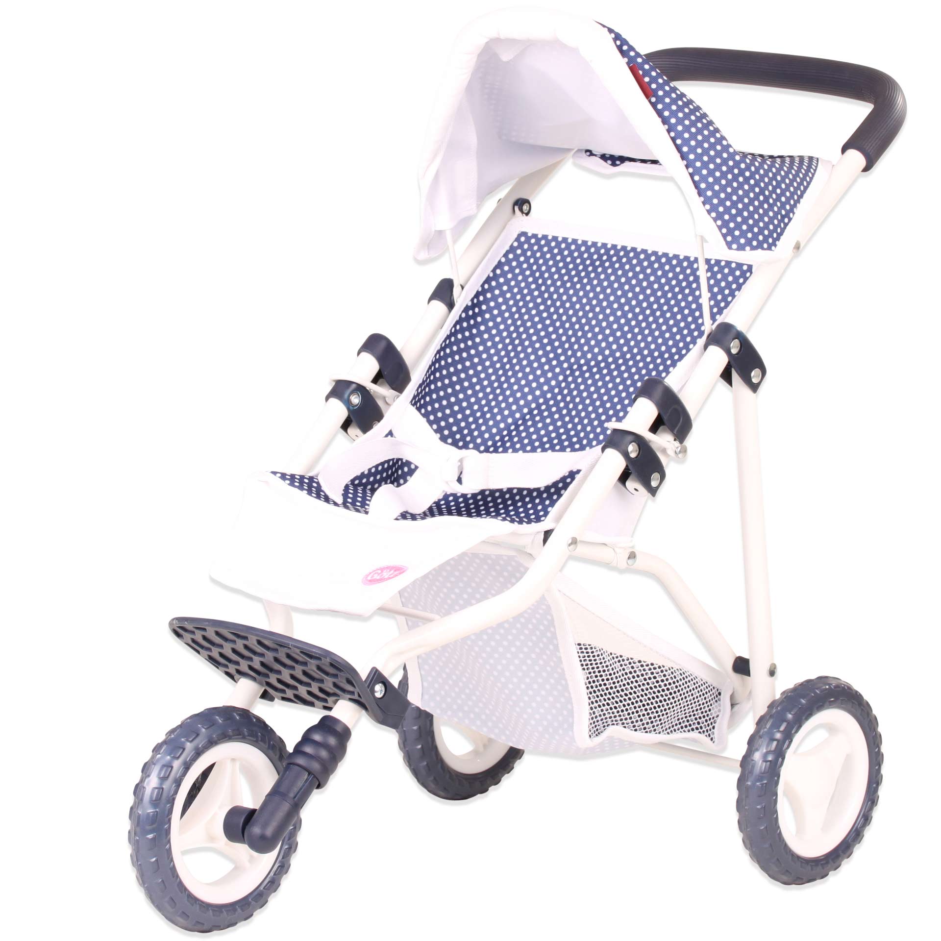 3 wheel doll buggy Spotty Blue